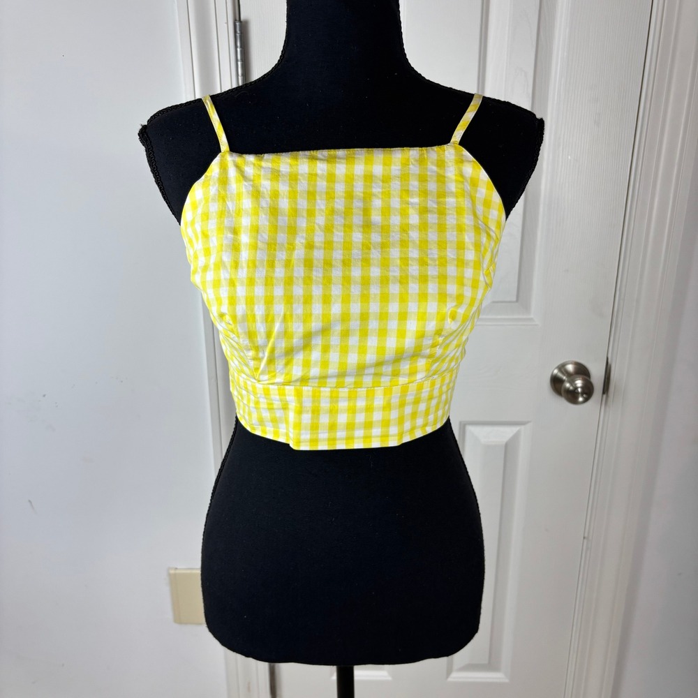 Lottie Moss Yellow Gingham Tie Back Crop Top Small Adjustable Straps
